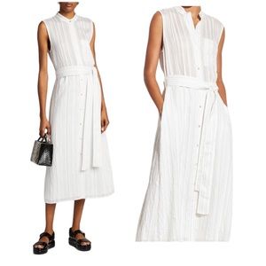 Vince. Striped Sleeveless Drapey Shirtdress Size Large